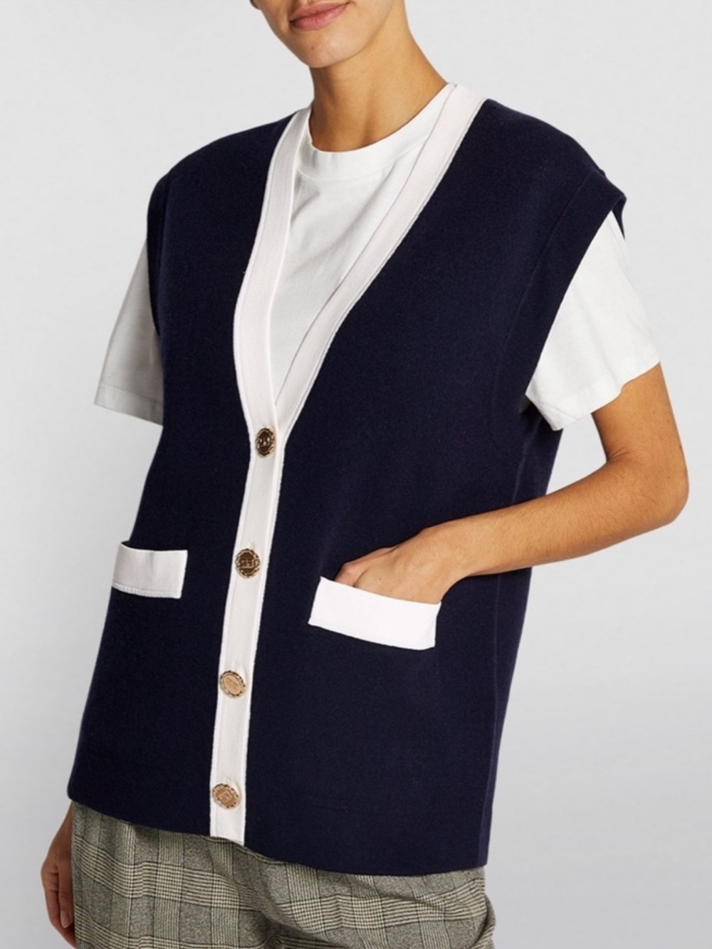 SANDRO PARIS Myriam Sleeveless Knit Cardigan Size Large